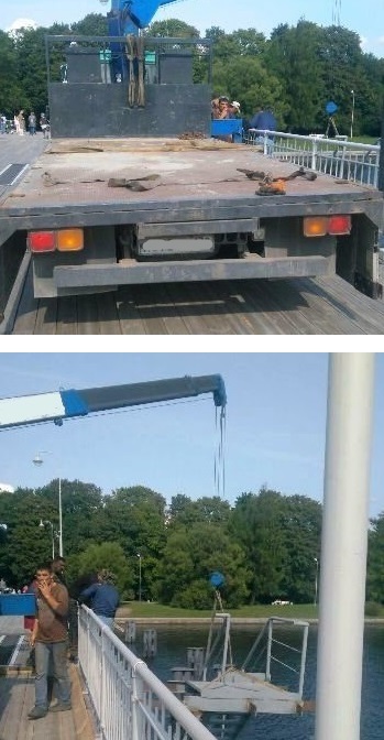 фото транспортировка бытового контейнера манипулятором