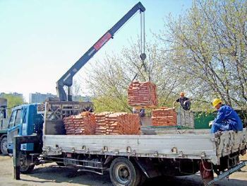 фото перевозка кирпичей манипулятором